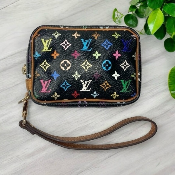 Authentic Louis Vuitton Black Murakami Wapity Multicolor Accessory Case Pouch - Picture 1 of 16